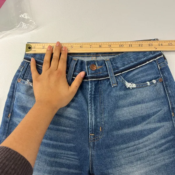 Madewell Retro‎ Cropped Bootcut Jeans Womens 26 Blue Denim Distressed Raw Hem - Image 14