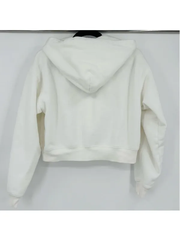Aritzia Women's Tna White Terry Fleece Boyfriend Boxy Zip Hoodie XS - Image 3
