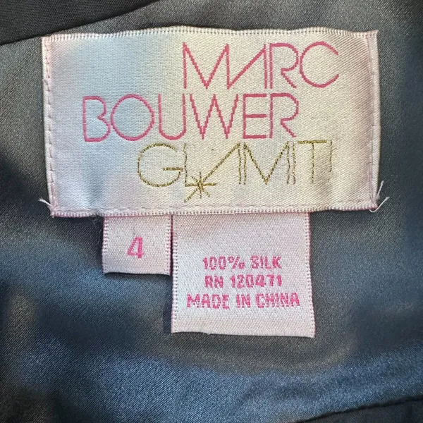 MARC BOUWER GLAMIT Size (4) Women's Dress Gray 100% Silk Formal Beaded‎ - Image 3
