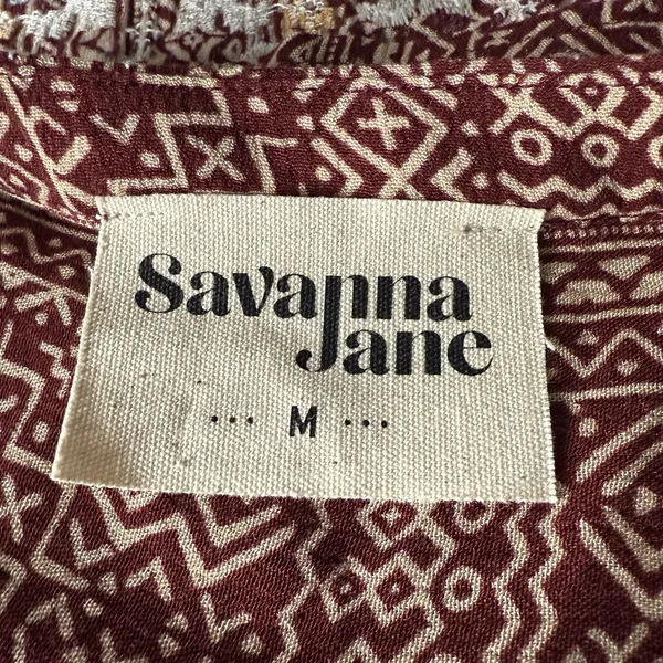 Savanna Jane Embroidered Blouse Tunic Top Medium Rayon Boho - Image 10