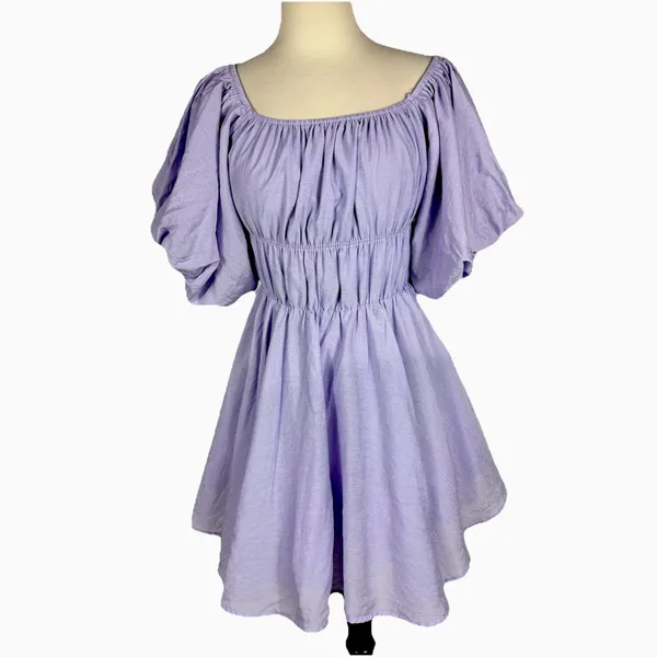 Altard State Dress Med Purple Lilac Babydoll Mini Layered Puff Sleeve Fairy - Image 2