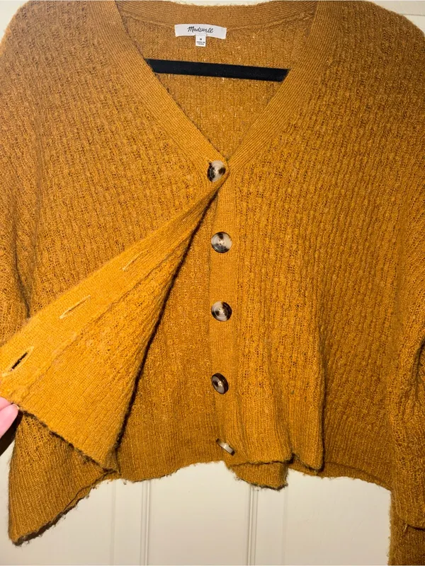 Madewell Womens M Dark Mustard Yellow Knit Button Front Cardigan Sweater - Image 2