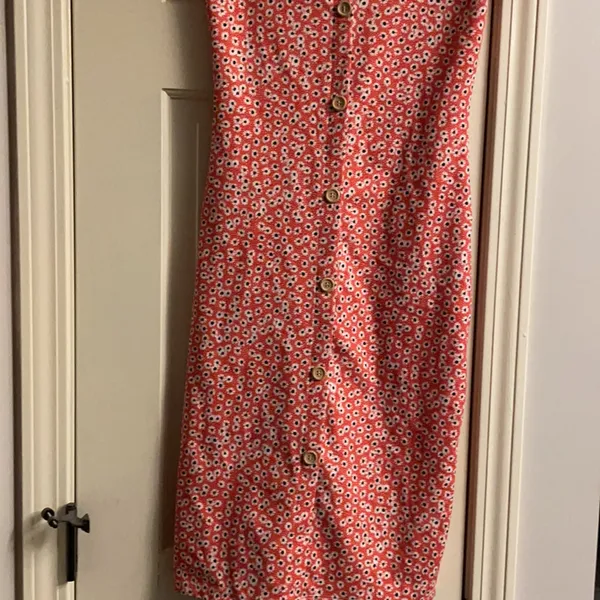 New Zara red button down floral midi dress size S MA - Image 6