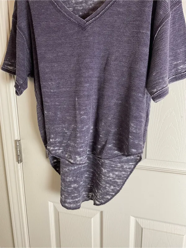 We The Free FP Thermal V-Neck High Low Acid Wash Tee XS - Image 3