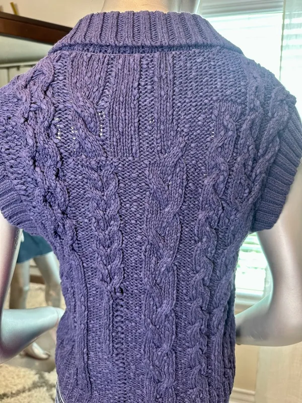 Anthropologie Pilcro Cable Knit Sweater Vest Small Blue Button Front Collared - Image 4