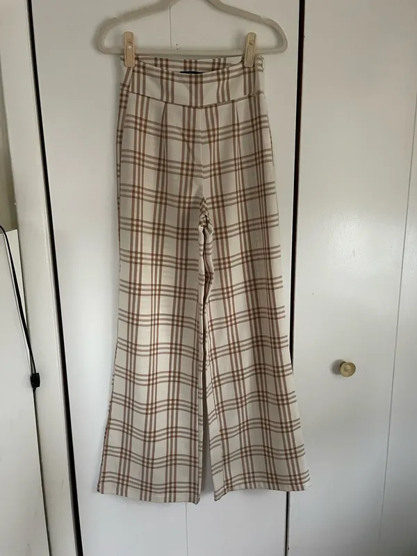 Boohoo Cream tan plaid suit set - Image 9