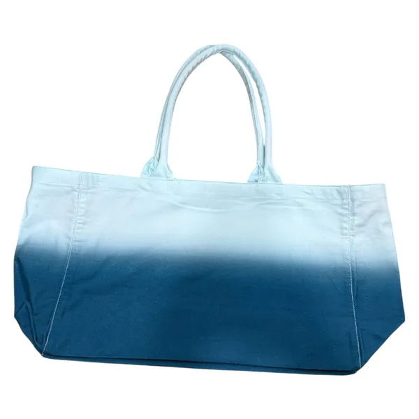Athleta Oversized Ombré Canvas Tote Bag Blue White Large Beach Gym Travel 2024 - Image 6