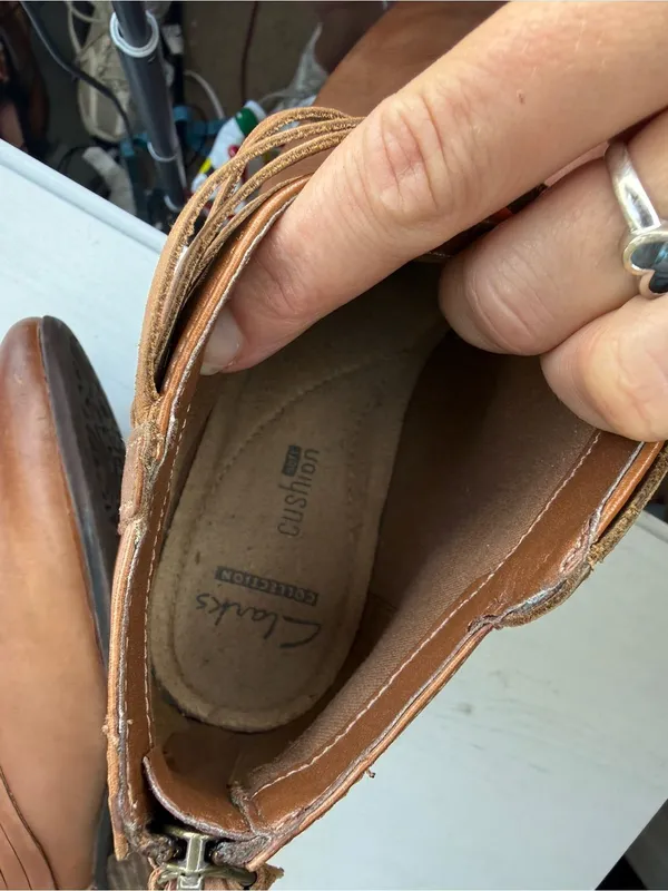 Clarks | Spye Celeste Booties Sz 7.5 Strap Detail Low Heel - Image 11