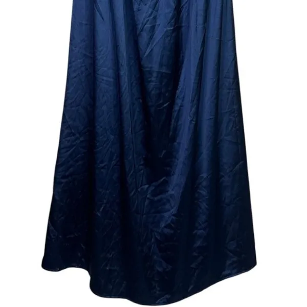 NWT Lulus Memorable Entrance Strapless Satin Pleated Maxi Dress L Dark Blue - Image 4