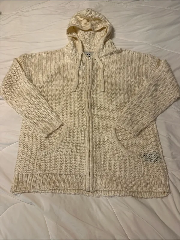 Culture Couture Cream Knit Zip-Up Hooded Sweater - NWT - Size XS (oversized) - Image 3