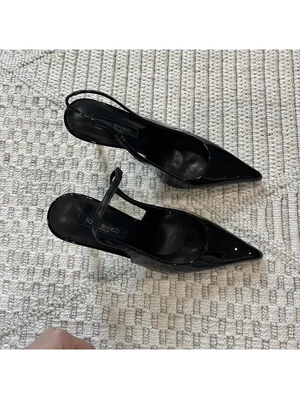 Tony Bianco Charlotte Slingback Pump in Black Patent - Image 2