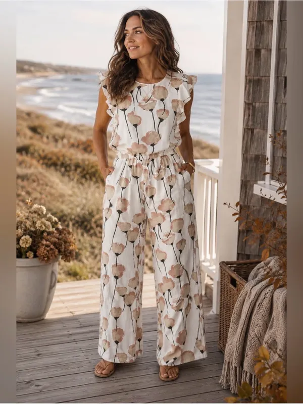 Wilfred Aritzia Flutter Sleeve Jumpsuit XS - Poppy Floral Print - Image 4