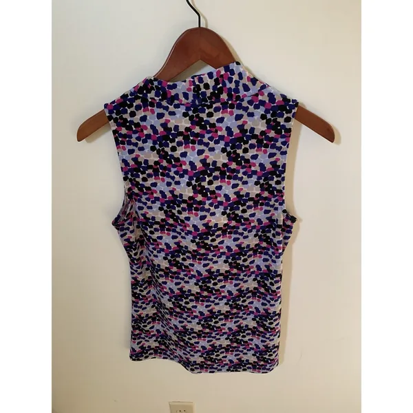 ANN TAYLOR Womens Size XS Sleeveless Blouse Top Gathered Bust Polka Dot - Image 3