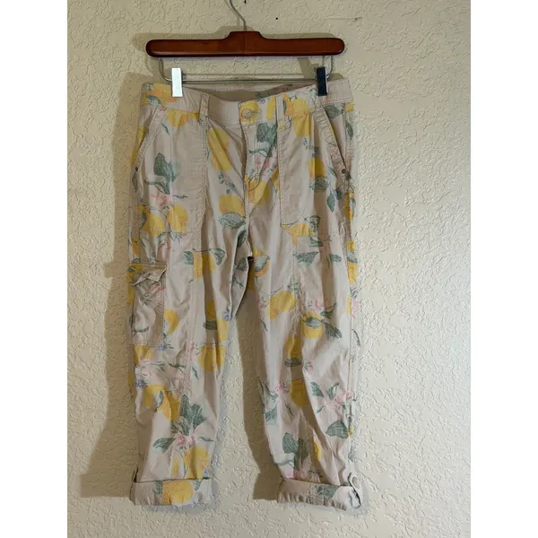 Chico's So Slimming Lemon Print Crop Cargo Pants 4 S Women Fruit Floral Casual - Image 12