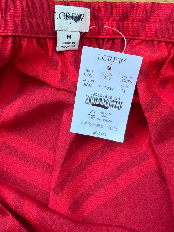 NWT J. CREW FACTORY Printed Bias Slip Skirt Autumn Crimson Candy Apple Medium - Image 9