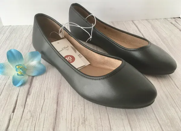 Black Ballet Flats, Size 10W - Image 2