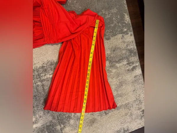 NWT Pluswear Pleated Long-Sleeve Red Dress - Image 9