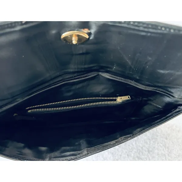 Vintage Black Leather Clutch Purse 1950s 60s made in England Rikes Dayton Ohio - Image 6