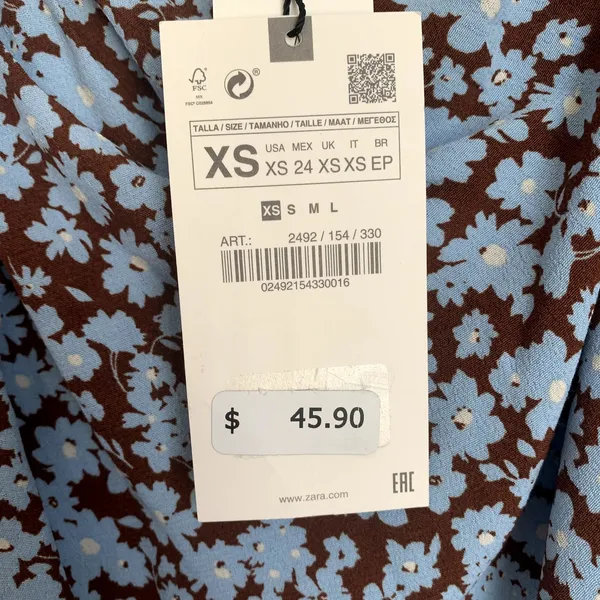 NWT Zara Draped Floral Print Skirt Brown‎ Blue - Image 13