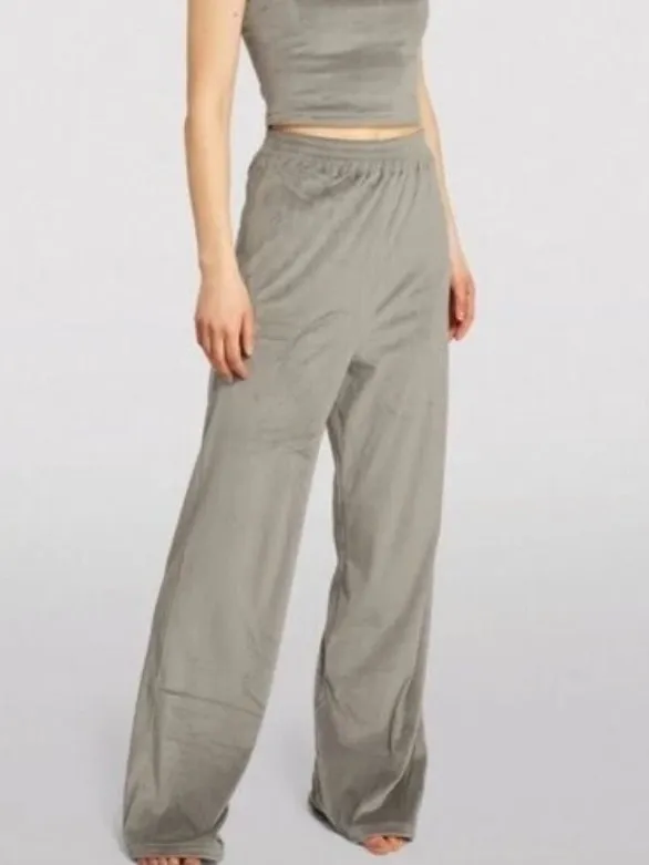 SKIMS Velour Velvet Gray Wide Leg Pants Sweatpants Size Small Cozy Soft Cuddle - Image 9