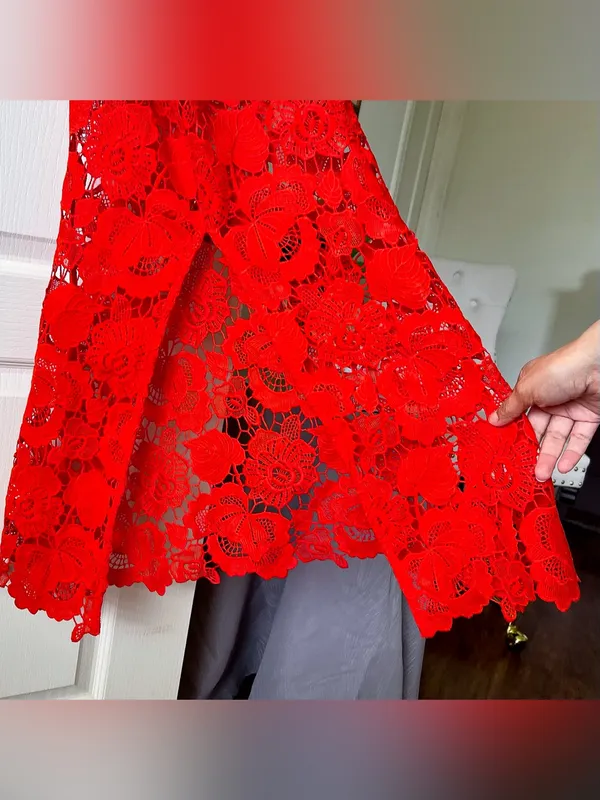 Rococo Sand Eliza‎ Lace Maxi Dress Cutout Blood Orange Small NWT - Image 8