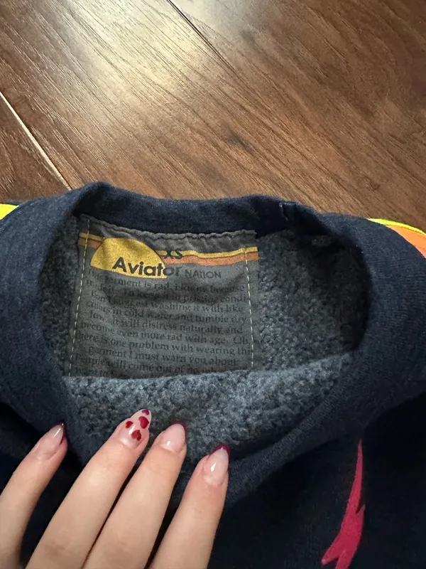 Aviator Nation Navy Cropped Bolt Classic Crew Sweatshirt Heather Neon - Image 2
