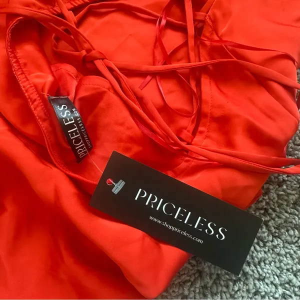 Red Satin Slip Dress - Image 4