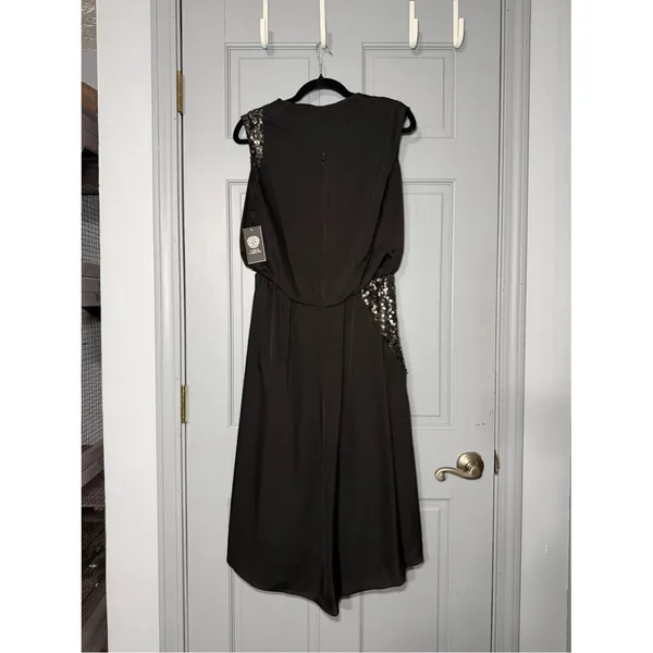Vince Camuto Black High-Low Dress with Silver Sequin Accents - Image 4