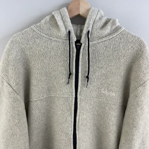 CABELA’S Vintage 90s Womens Beige Hooded Zip Up Canada Polartec Fleece Jacket - Image 3