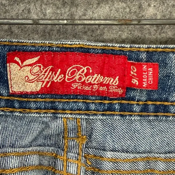 Vintage Apple Bottoms Y2K Jeans Womens 34x34 9/10 Blue Gold Accents Low Rise - Image 13