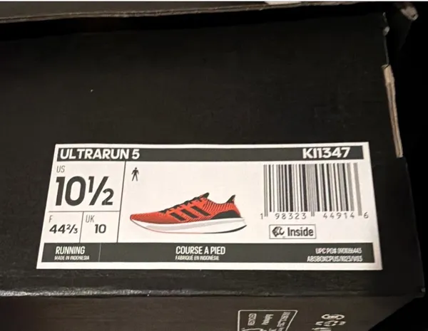 Size 10.5- Adidas Ultrarun 5 Lucid Red Black White - Image 6