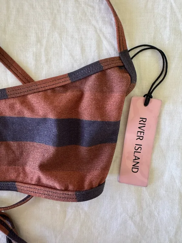 River Island Stripe Bikini Top - Image 2