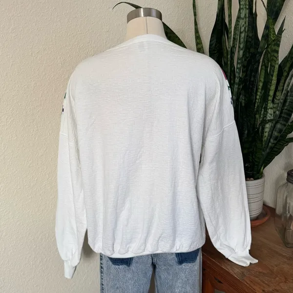 Vintage Southwestern Graphic Sweatshirt Pullover USA made geometric‎ medium White - Image 6