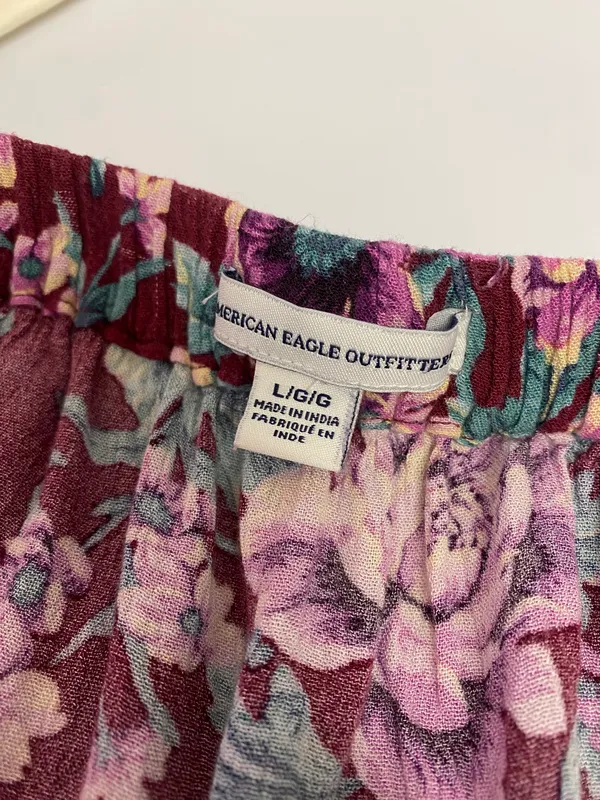 American Eagle Outfitters Floral Purple Strapless Top - Image 3