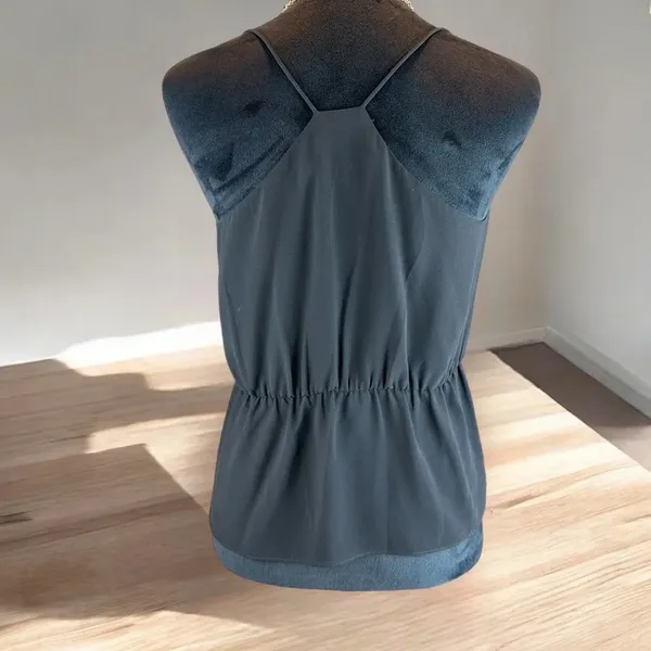 Naked Zebra Black Pleated‎ Cami Peplum Top Elastic Waist Medium - Image 3