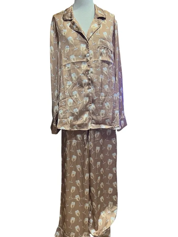 SHOW ME YOUR MUMU: CLASSIC PJ SET - WHITE WINE SILKY size M - Image 2