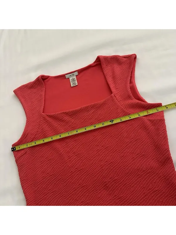Cache Pink Square Neck Sleeveless Tank Top Textured Shirt Sz M Medium Tencel - Image 7