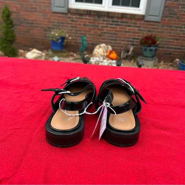 Size 8 Peyton Double Buckle black Slingback Flats by wild fable‎ alt - Image 5