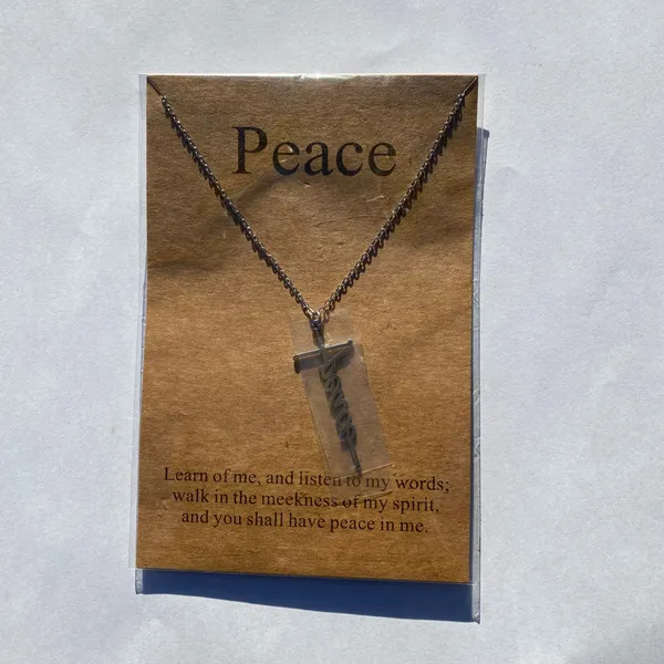 💎🩶 NWT “Peace” Monogram Cross Silver Tone Metal Necklace 🩶💎 - Image 6