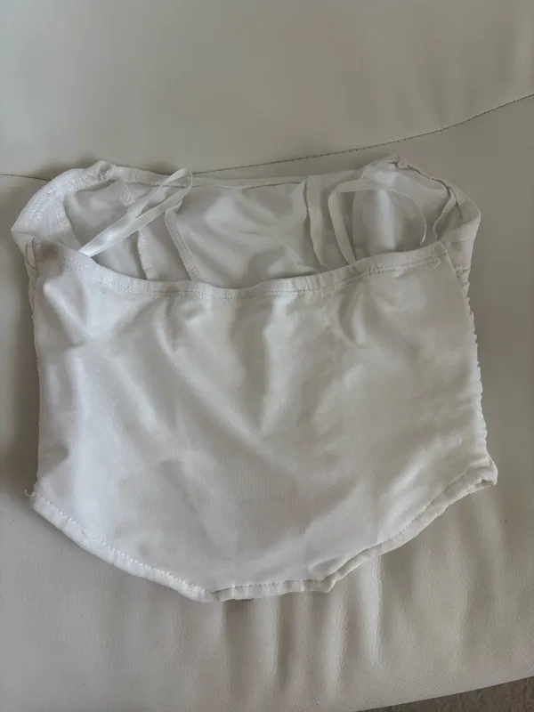 White Strapless Ruched Tube Top Size XS - Image 2