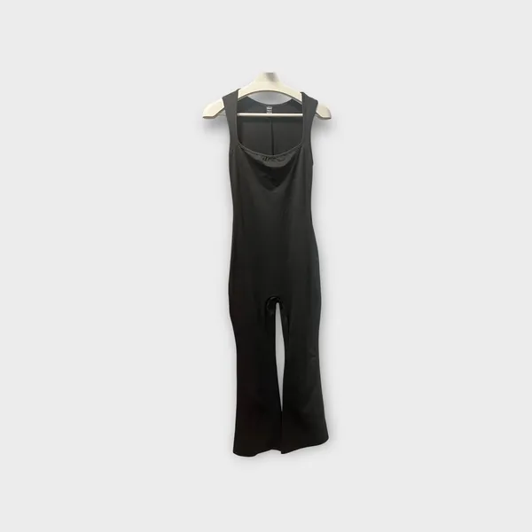 SheIn Women’s Sleeveless Fared Jumpsuit Black Athleisure Goth Yoga Workout Small - Image 2