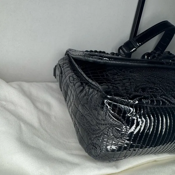 Versace Black Vanitas Medusa Patent Leather Shoulder Bag - Image 9