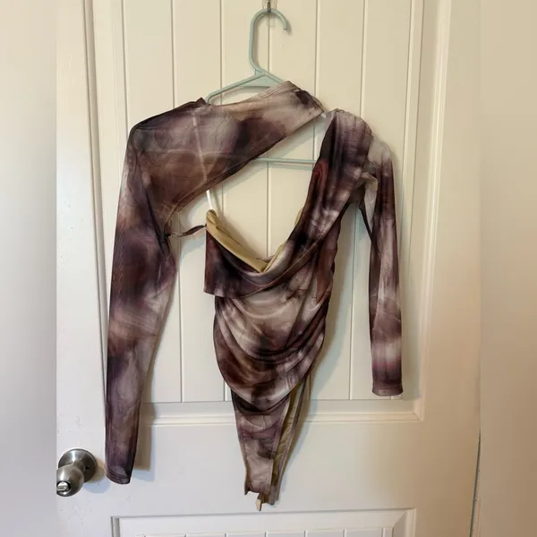 Asymmetrical Tie-Dye Women's Bodysuit - Image 3