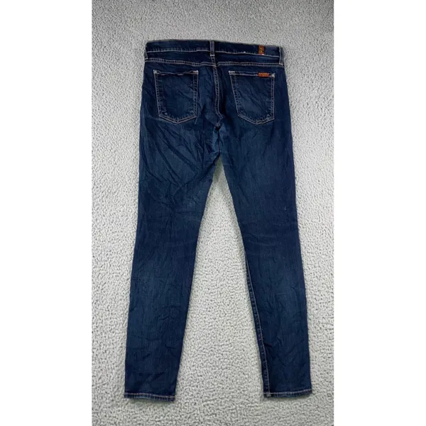 7 For All Mankind‎ The Skinny Jeans Women 31x29 Dark Wash Denim Stretch Pants - Image 2