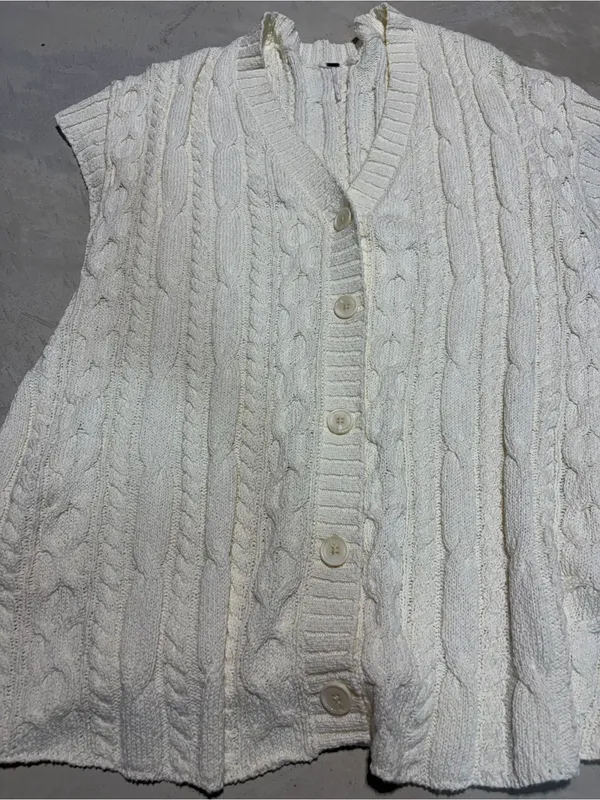 Free people Cream Cable Knit Button-Front tunic sweater dress large - Image 2