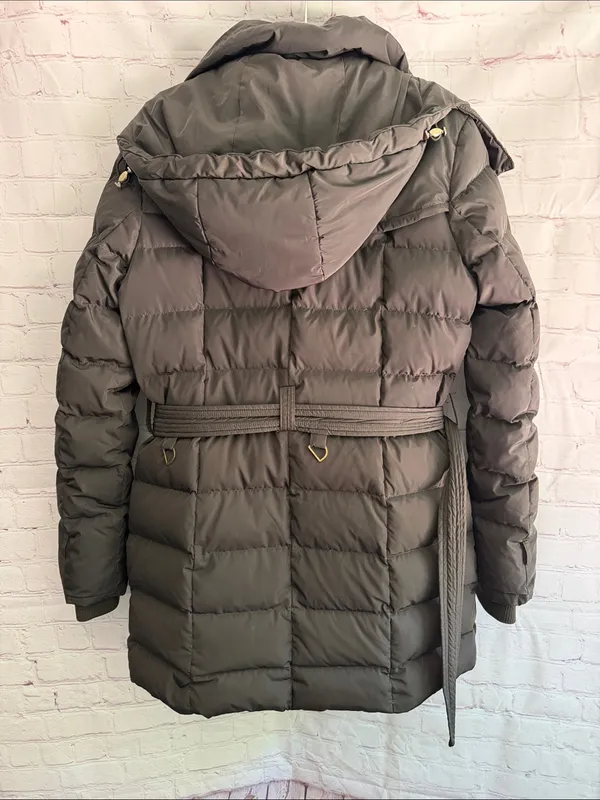 London Fog Women's Dark Brown Quilted Belted Puffer Coat Size Medium - Image 3
