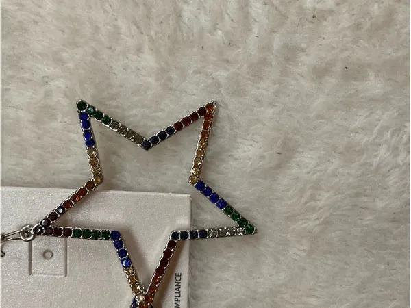 Pomina Rainbow Star Hoop Earrings - Multicolor - Image 3