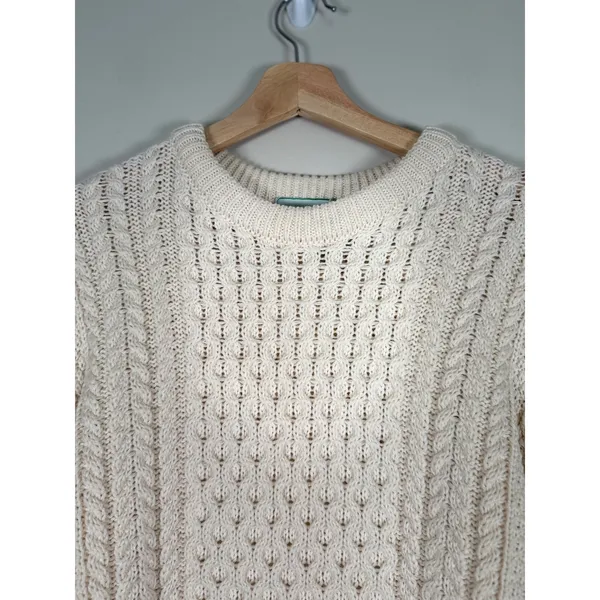 Original‎ Aran Co Womens Cream 100% Merino Wool Cable Knit Sweater Small Ireland - Image 3