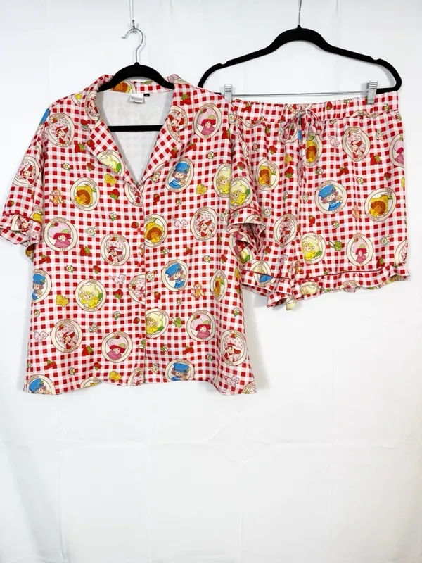 Strawberry Shortcake Countryside Plaid Gingham Check Short Pajama Set Two Piece - Image 2