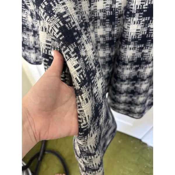 Old Navy Navy White Houndstooth Wool Blend Cardigan Jacket XXL Classic Pockets - Image 7